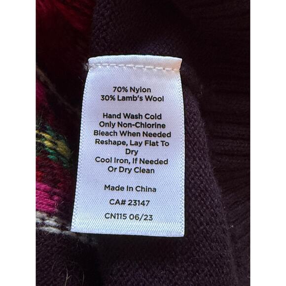 Talbot's Navy Half-Zip Mockneck Sweater Stripe Fair Isle Sp Preppy Nordic Wool - Picture 5 of 9